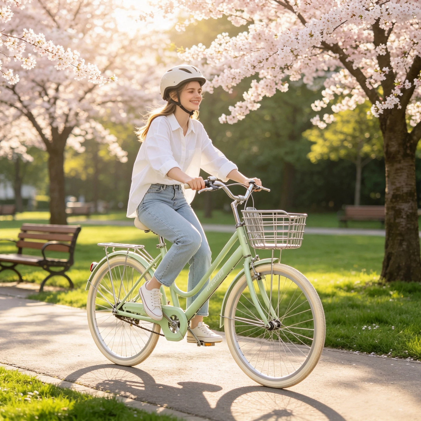 Elegant Women’s City Bike – Comfortable Cruiser Bicycle with Basket, Adjustable Seat & Smooth Riding Experience